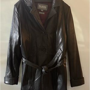 Wilsons Leather Heavy Trench Coat with Thinsulate Ultra Insulation, Large, Black